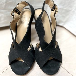 Michael Kors black strappy leather heels sz 6M